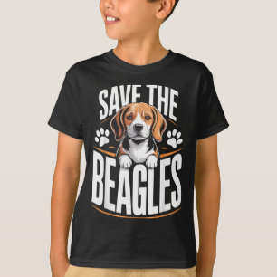 Save The Beagles Cute Dog Lover Vintage Beagle Art T-Shirt