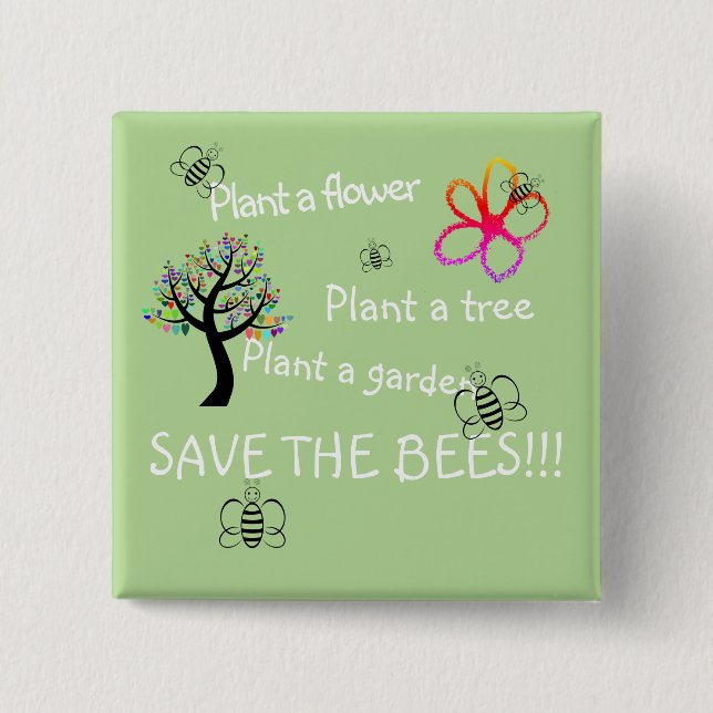Save the Bees 15 Cm Square Badge (Front)