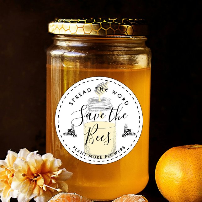 Save the bees add your own quote classic round sticker (Creator Uploaded)