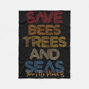 Save The Bees And Seas Earth Day Fleece Blanket