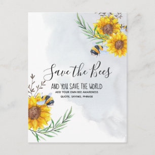Save The Bees And You Save The World Personalised Postcard