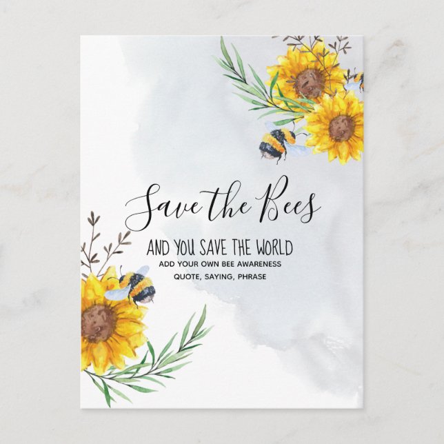 Save The Bees And You Save The World Personalised Postcard (Front)