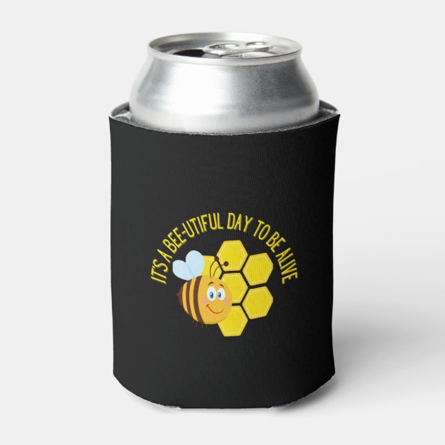 Save the Bees BEE Slogan Quotes Awareness Gifts Can Cooler (Can Front)