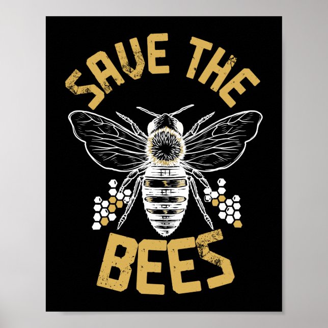 Save The Bees Beekeeper Honey Bee Poster (Front)