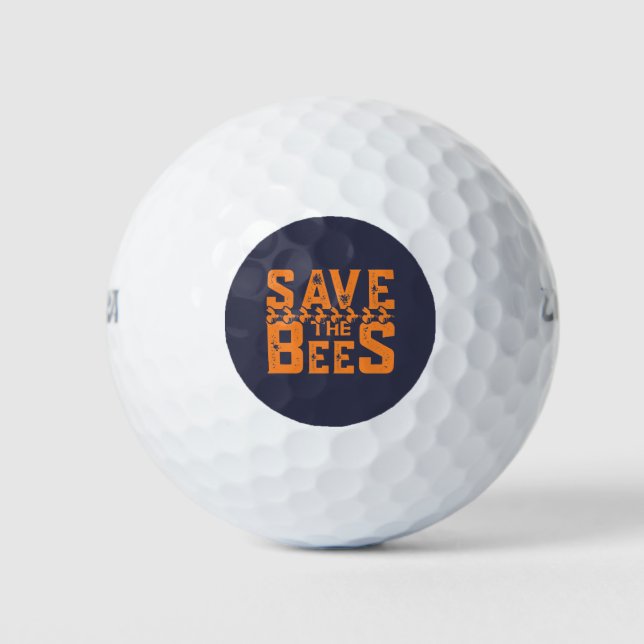 Save The Bees-bees-bee-nature-yellow-cute Golf Balls (Front)