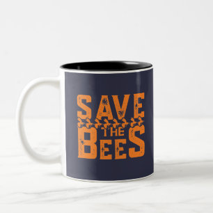 Save The Bees-bees-bee-nature-yellow-cute Two-Tone Coffee Mug