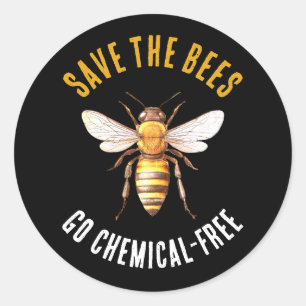 Save the Bees Black Yellow Classic Round Sticker