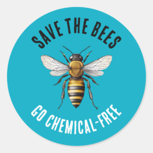 Save the Bees Blue Classic Round Sticker