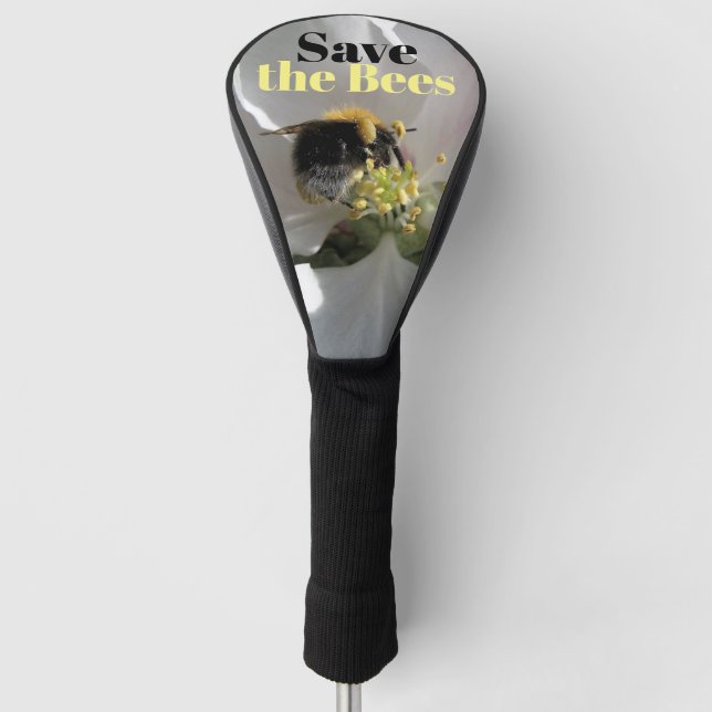 Save the Bees Bumble Bee Photo Golf Head Cover (Front)
