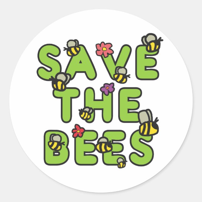Save The Bees Classic Round Sticker (Front)