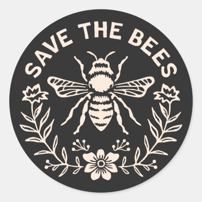 Save the bees classic round sticker (Front)