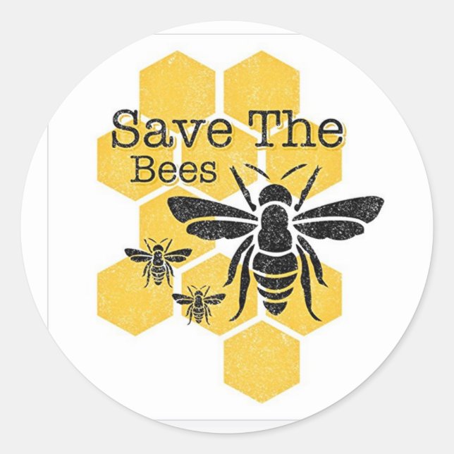 Save The Bees Classic Round Sticker (Front)