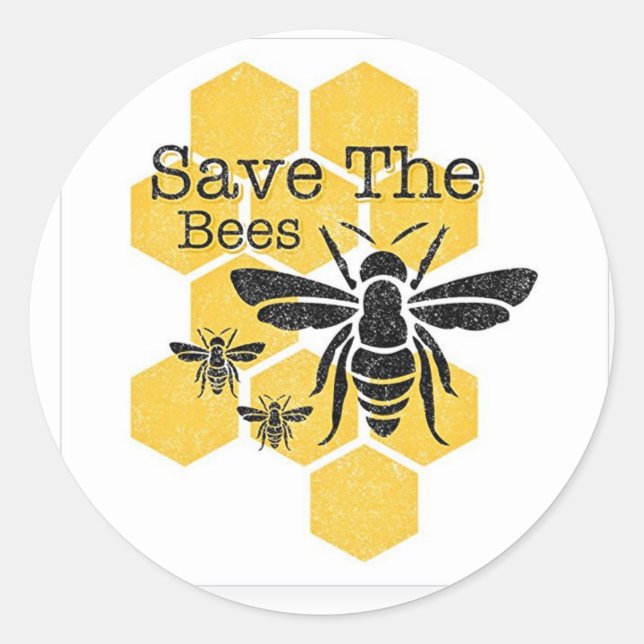 Save The Bees Classic Round Sticker (Front)