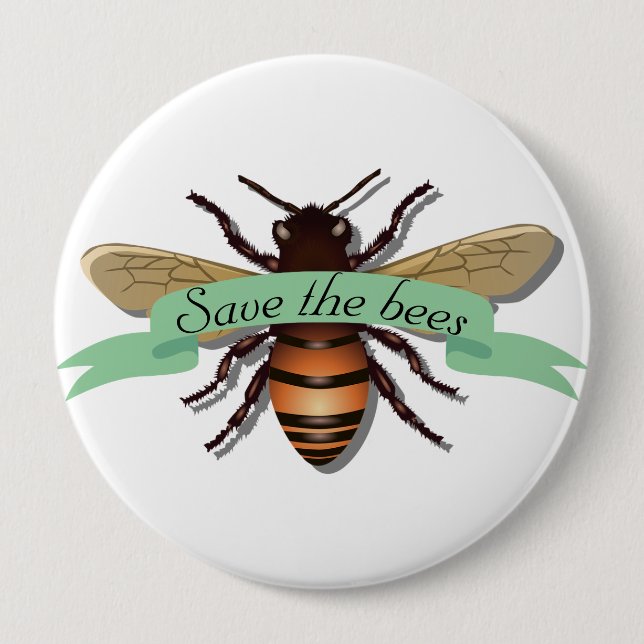 Save the Bees Conservation Environment Button (Front)