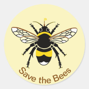 Save the BEES -Conservation - Wildlife -Yellow - Classic Round Sticker