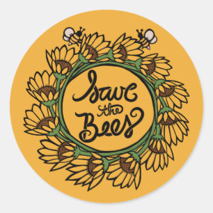 Save the Bees Earth day Classic Round Sticker