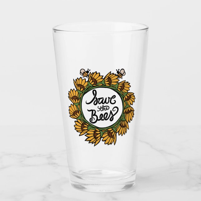 Save the Bees Earth day Glass (Front)