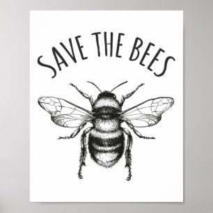Save The Bees Earth Day Save Our Planet Environmen Poster