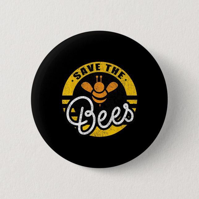 Save The Bees Earth Lover Planet Beekeeper Beekeep 6 Cm Round Badge (Front)