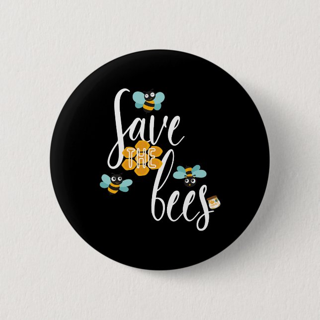 Save The Bees Earth Lover Planet Beekeeper Beekeep 6 Cm Round Badge (Front)