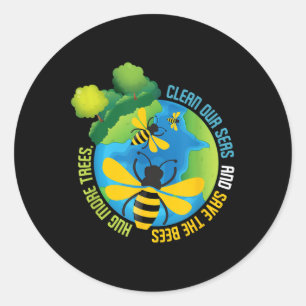 Save The Bees - Environmental Protection Earth Day Classic Round Sticker