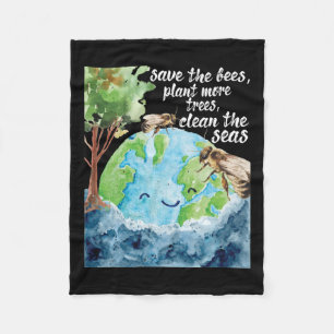Save The Bees - Environmental Protection Earth Day Fleece Blanket