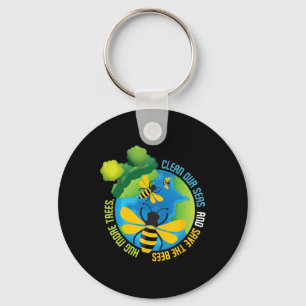 Save The Bees - Environmental Protection Earth Day Key Ring