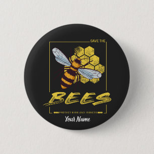 Save the Bees for Beekeeper and Apiarist 6 Cm Round Badge