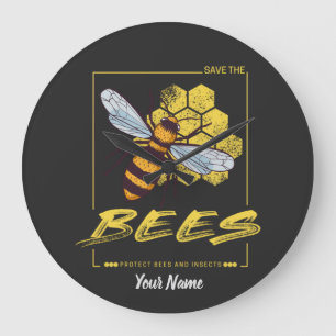 Save the Bees for Beekeeper and Apiarist Large Clock