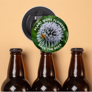 Save the Bees Globe Thistle Floral Bottle Opener