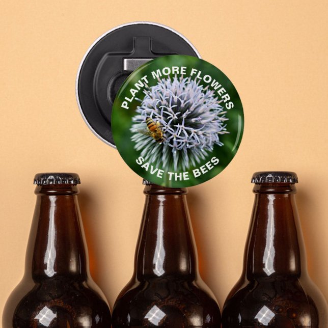 Save the Bees Globe Thistle Floral Bottle Opener (In Situ Beer Bottles)