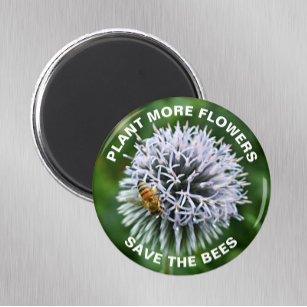 Save the Bees Globe Thistle Floral Magnet