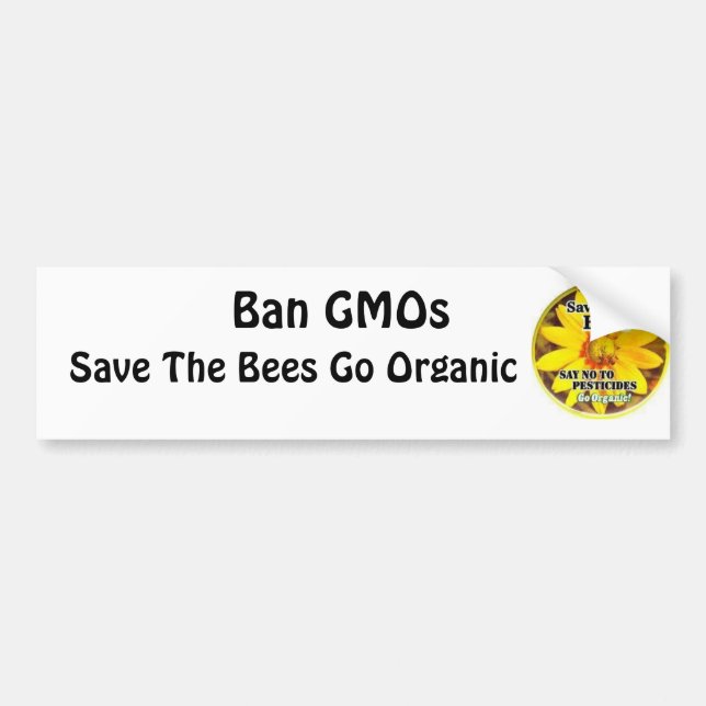 Save The Bees Go Organic Bumper Sticker (Front)