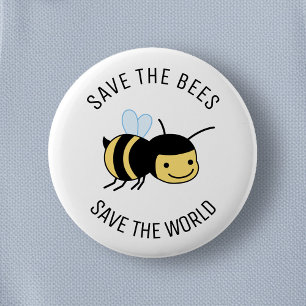 Save the Bees, Happy Little Bee 6 Cm Round Badge