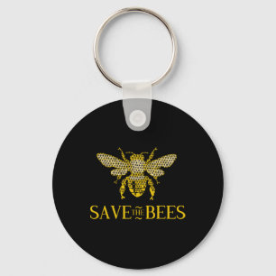 Save The Bees Honeycomb Distress Key Ring
