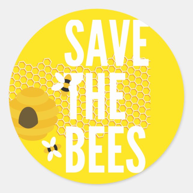 SAve The Bees HONEYCOMB Honey POT Classic Round Sticker (Front)