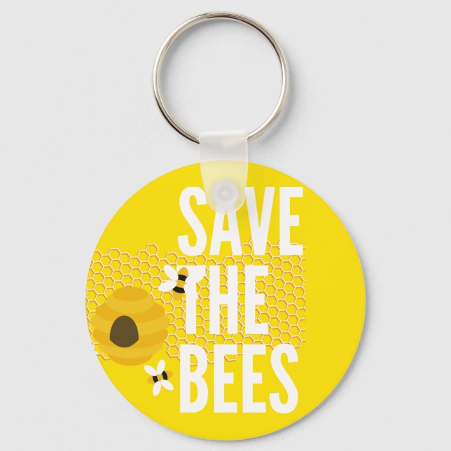 SAve The Bees HONEYCOMB Honey POT Key Ring (Front)