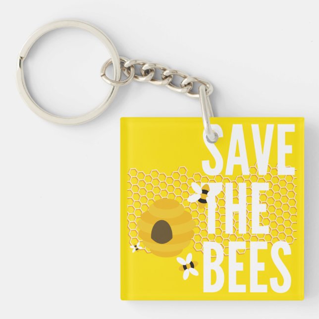 SAve The Bees HONEYCOMB Honey POT Key Ring (Front)