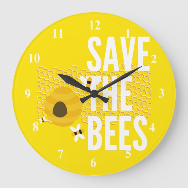 SAve The Bees HONEYCOMB Honey POT Large Clock (Front)