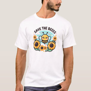 Save the Bees Kawaii Nature Lover Sticker T-Shirt