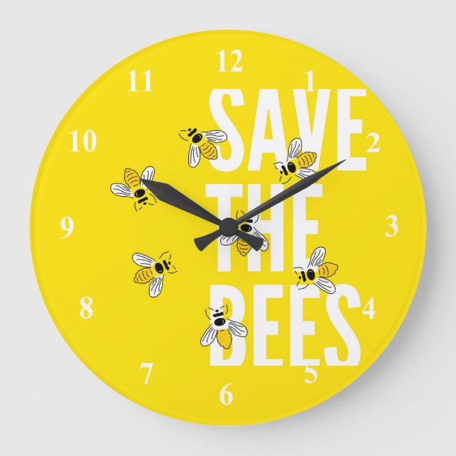 Save The Bees Large Clock (Front)