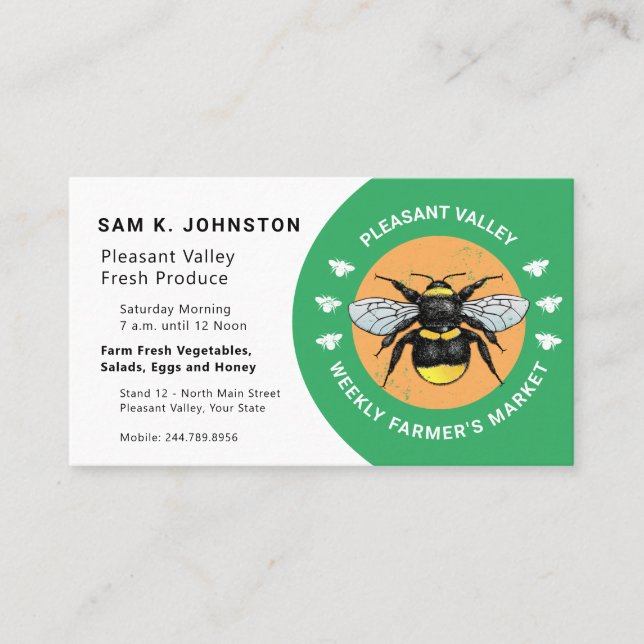 Save the Bees Nature Lover Farmer or Gardener Business Card (Front)