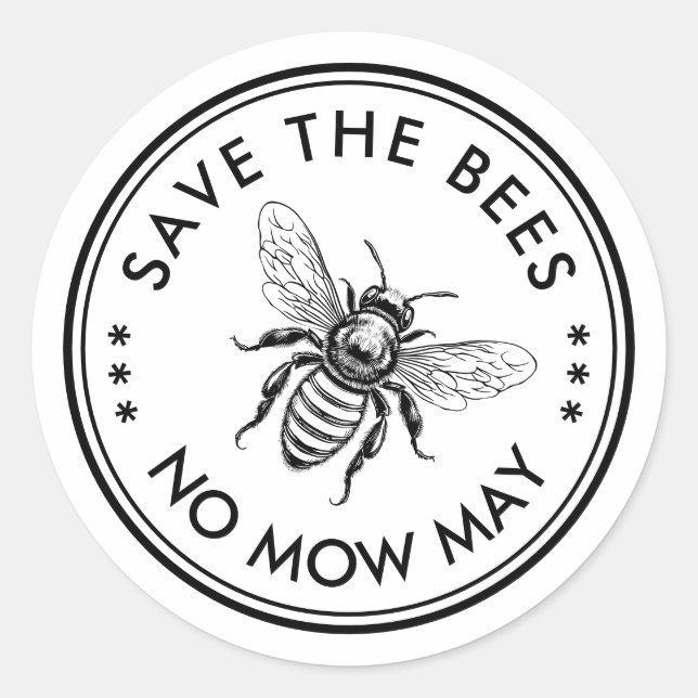 Save the bees no mow may sticker (Front)