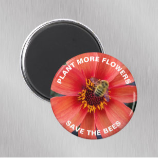 Save the Bees Orange Dahlia Floral Magnet
