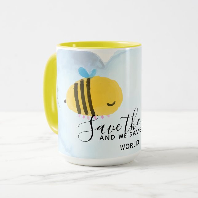 Save The Bees Personalised Quotes Sayings Slogans Mug (Front Left)