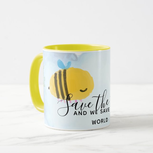 Save The Bees Personalised Quotes Sayings Slogans Mug (Front Left)