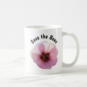 Save the Bees Pink Hollyhock Mug
