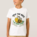 Save the Bees Plant More Flowers Kids T-Shirt<br><div class="desc">Save the Bees Plant More Flowers. A cute bee lover kids t-shirt with a cool bumblebee above pretty pink floral vines.</div>