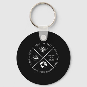 Save The Bees Plant More Trees Earth Day Key Ring