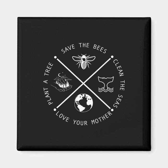 Save The Bees Plant More Trees Earth Day  Magnet (Front)